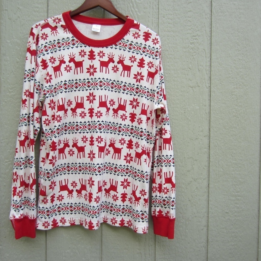 Hanna Andersson Dear Deer Long John Pajama Top Adult Unisex XL Organic cotton